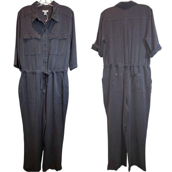 Sundance All Roads Jumpsuit Roll-tab Sleeve Womens Sz Large P Gray Lyocell $228 - Picture 5 of 16